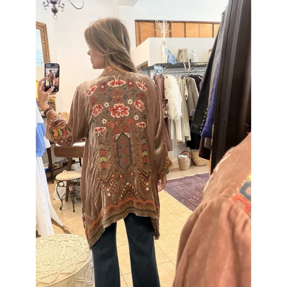 Johnny Was Maeve Velvet Embroidered Kimono